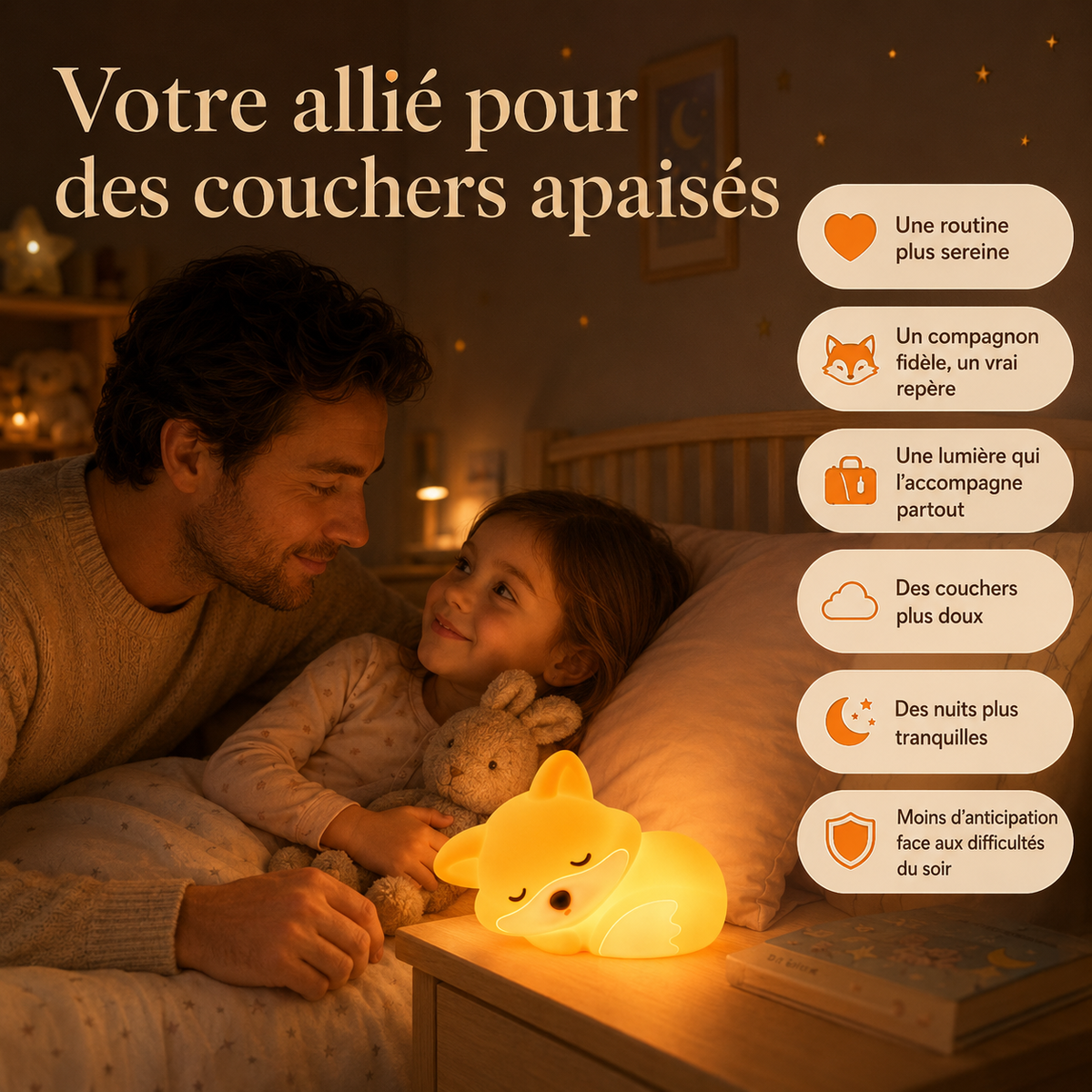 veilleuse silicone portable et rechargeable renard 3
